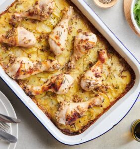 Truffle chicken and potato gratin