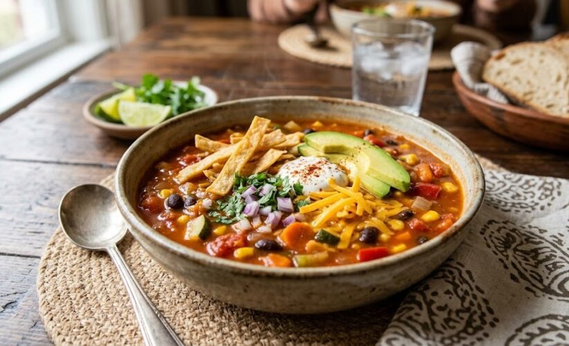 vegetarian tortilla soup bowl
