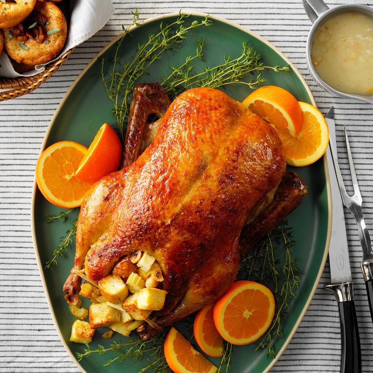 Orange-stuffed Christmas duck