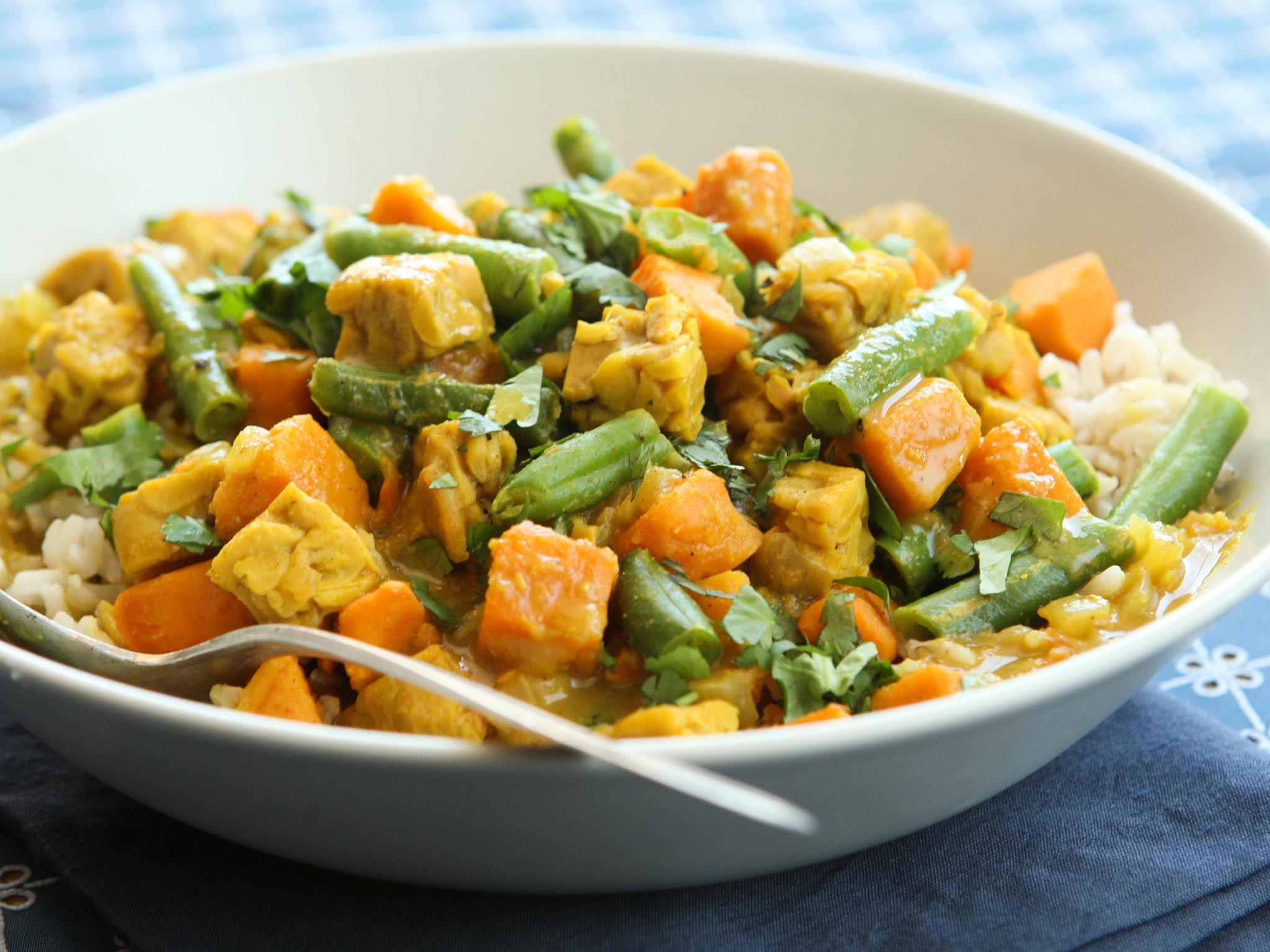 Tempeh and vegie curry