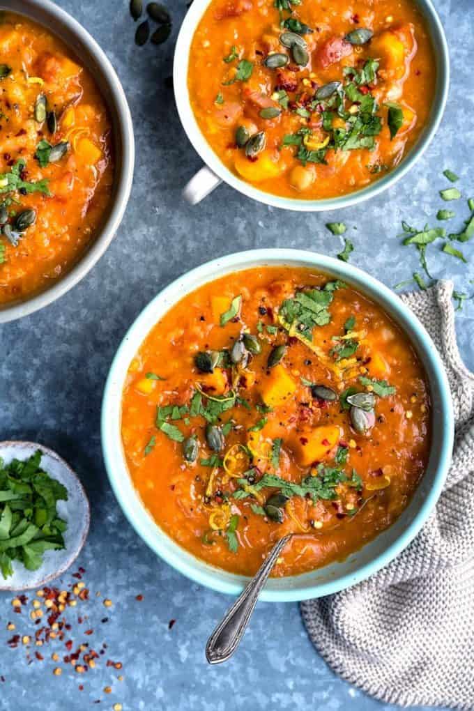 Kumara and lentil soup