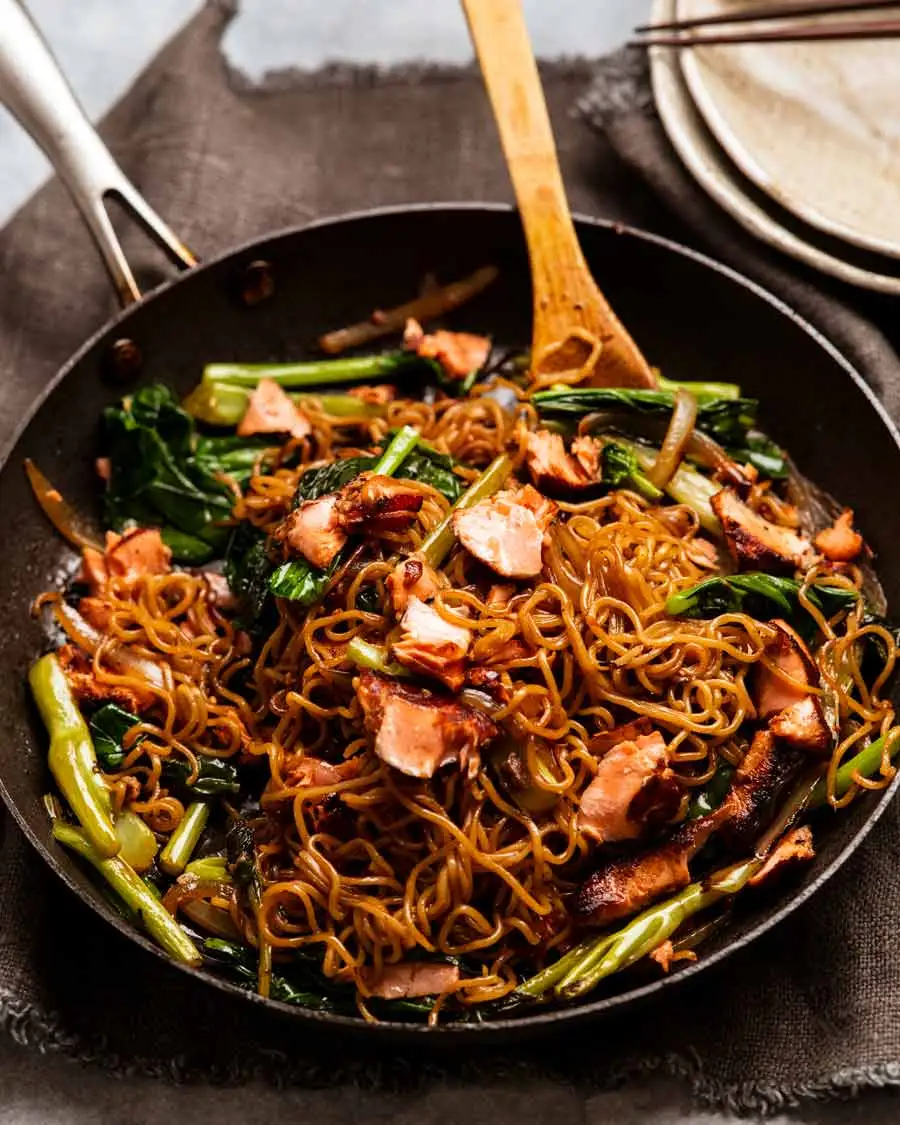 Teriyaki salmon noodles recipe