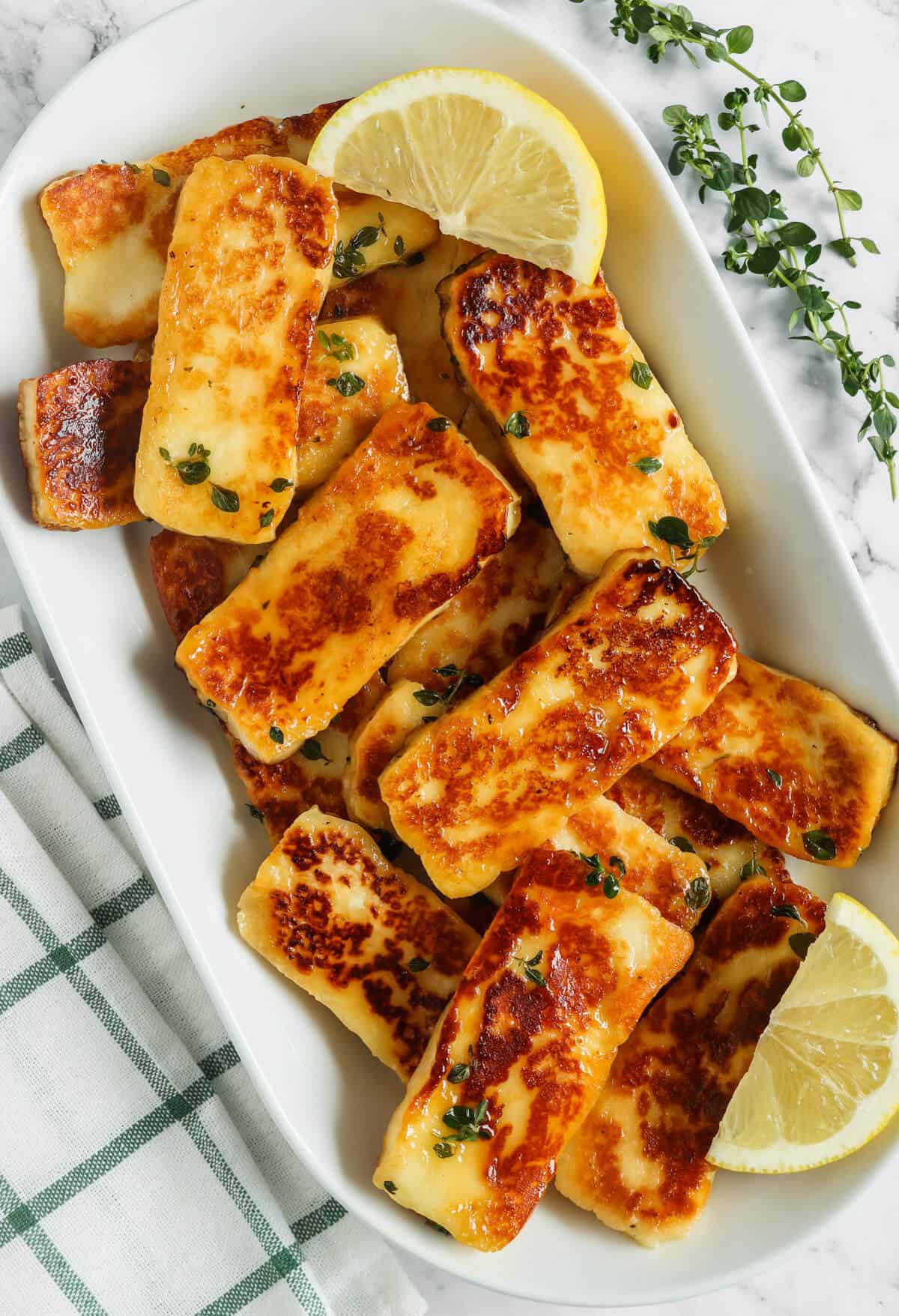 Grilled Halloumi with Honey & Lemon