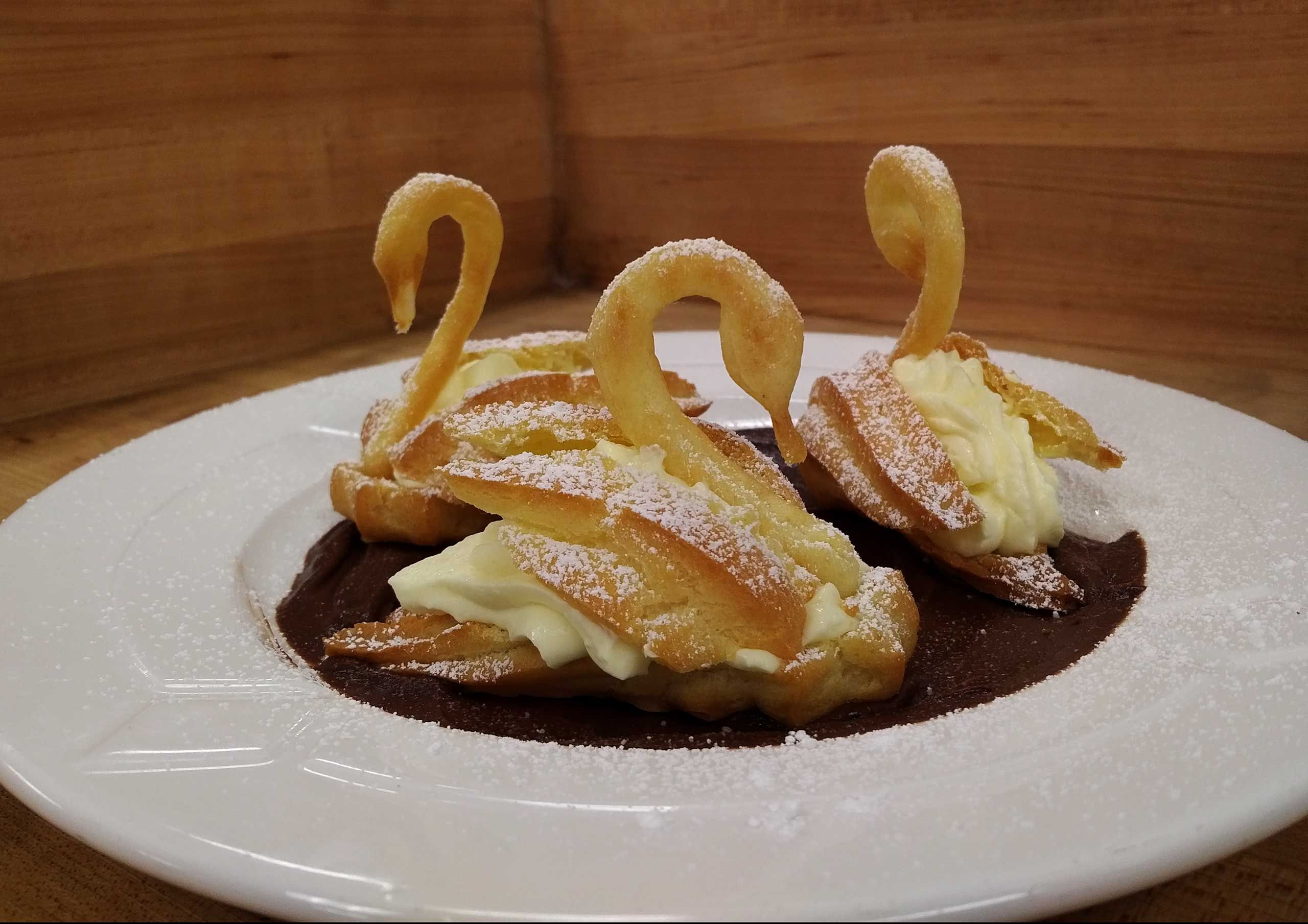 Chocolate Cream Puff Swans