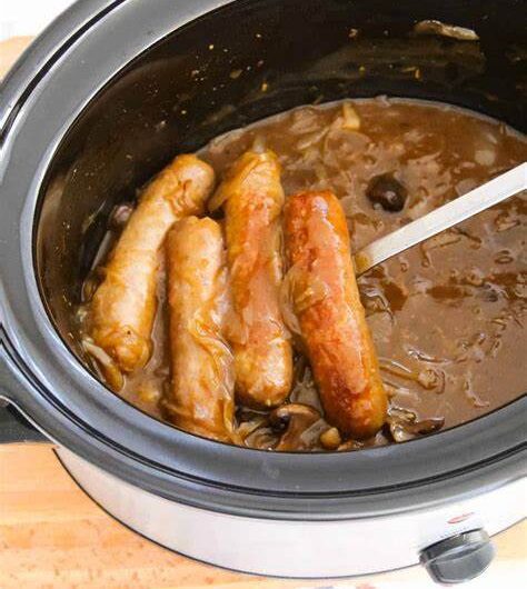 Slow Cooker French Onion Sausages
