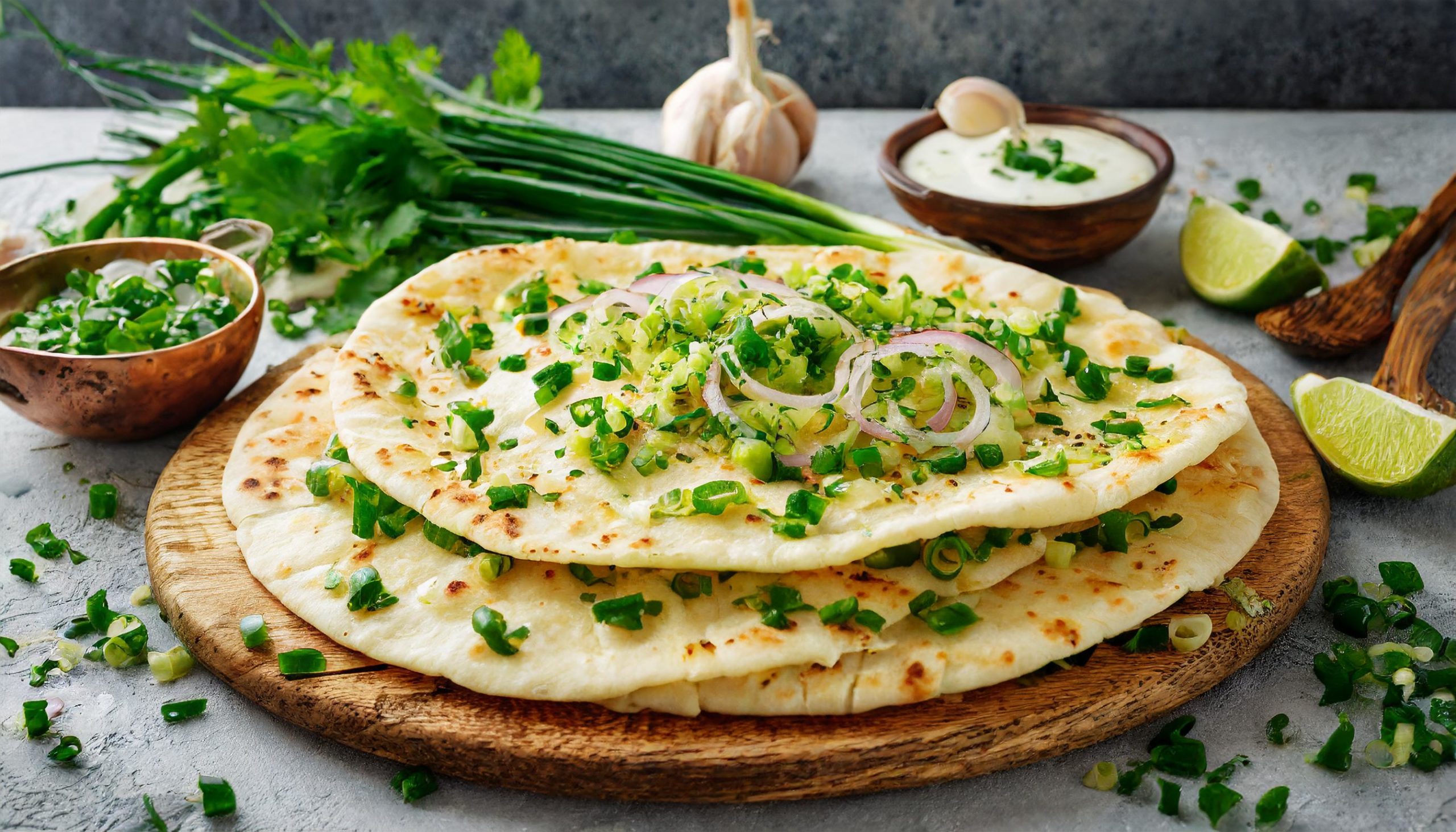 Green Onion Garlic Naan Bread